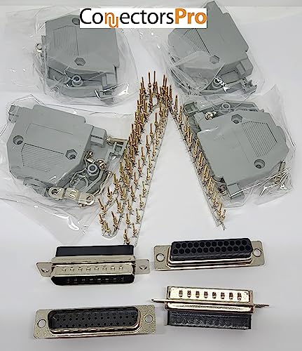 Kit 4 Sets Conector DB25 Macho con Capuchas y Pines miniatura 4
