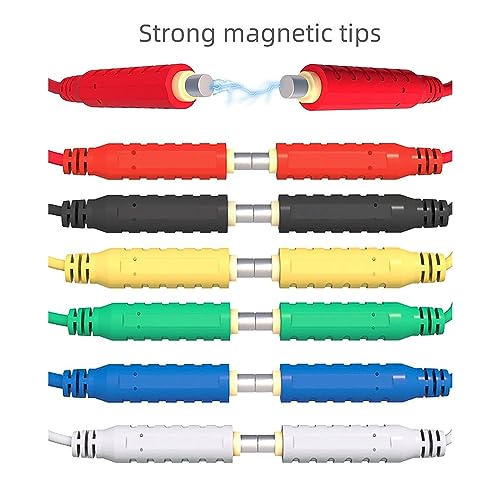 Image of 6 Pcs Magnetic Silicone Test Leads Kit, 30V AC /5A 20AWG Low Voltage Magnetic Jumper Silicone Flexible Test Wires 3.3FT Cables for Testing