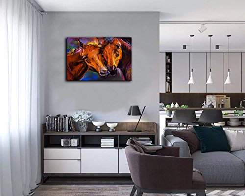 Two Colorful Horse Wall Art Of Animal Prints On Canvas Black And White Pictures For Living Room Decor Wall Artwork Hd Prints For Home With Framed Stretched Ready To Hang… #TOP2