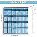 Classroom Pocket Chart Organizer - 24 Clear Pockets for Phones, Calculators & Headphones Storage, Over The Door Hanging Organizer with 4 Metal Hooks (Blue)