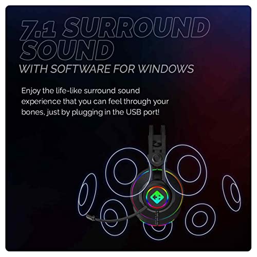 Cosmic Byte Proteus Headset Dual Input USB and 3.5mm, 7.1 Surround Sound, RGB LED, ENC Microphone, Memory Foam Earcushions, Windows Software (Black) - Image 6