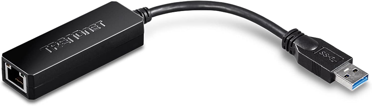 TRENDnet USB 3.0 to Gigabit Ethernet Adapter, Full Duplex 2Gbps Ethernet Speeds, Up to 1Gbps, USB to Gigabit Ethernet Adapter, USB-A, Windows Compatible, USB Powered, Black, TU3-ETG