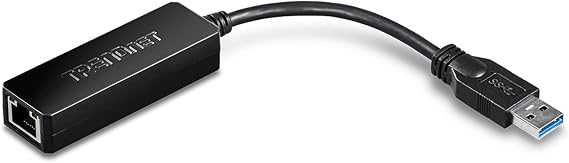 TRENDnet USB 3.0 to Gigabit Ethernet Adapter, Full Duplex 2Gbps Ethernet Speeds, Up to 1Gbps, USB to Gigabit Ethernet Adapter, USB-A, Windows Compatible, USB Powered, Black, TU3-ETG
