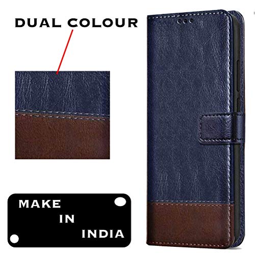Image of SHINESTAR Ultimate Dual Shade Leather Finish Flip Back Cover for Nokia G42 5G | Inside TPU & Inbuilt Stand | Wallet Style Back Cover for Nokia G42 5G Flip Cover | - Blue