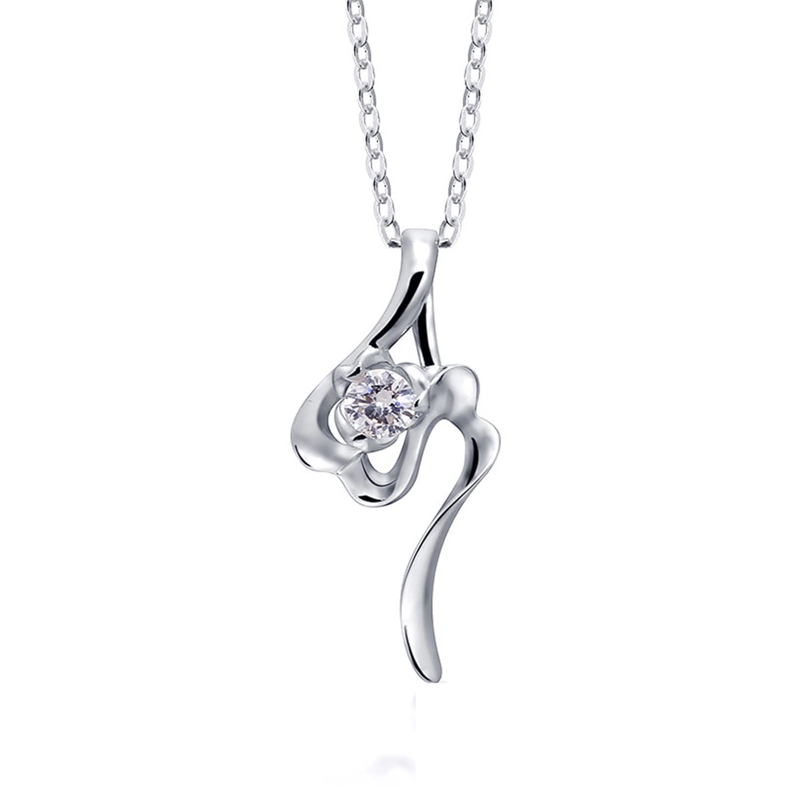 Collares de Mujer a la Moda, Collares con Colgante de Flor con Diamante Redondo/moissanita 0,1 Quilates