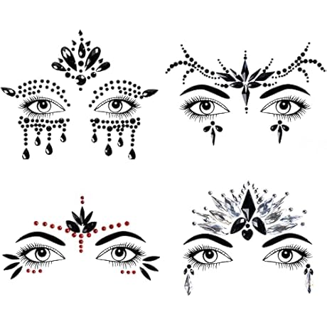 Black Face Jewels - Party Face Gems Rhinestone Crystals