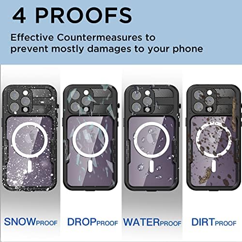 AICase Waterproof Case for iPhone 14 Pro Snowproof, Dustproof and Shockproof, IP68 Certified Full Body Protection Fully Sealed Underwater Protective Cover for iPhone 14 Pro 6.1"