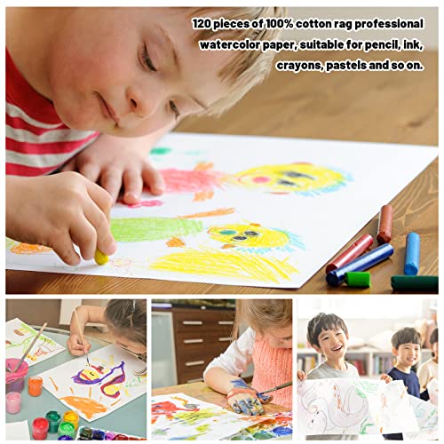Fyess 120 peças 100% algodão pano papel de aquarela branco papel prensado a frio a granel desenho aq