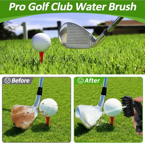 nabobt Golf Towel and Brush Set, Premium Golf Towel(16x16 inch) & Splash Golf Club Cleaner Brush Set, Retractable Clip Golf Cleaner Brush & Super Absorbent Microfiber Towel, Golf Accessories for Men - Thumbnail 2