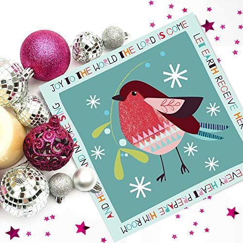 Christian Christmas cards - Robin, Joy to the World, pack of 10, with Bible verse Isaiah 12:6 inside these religious Christmas cards, by Just Cards Direct
