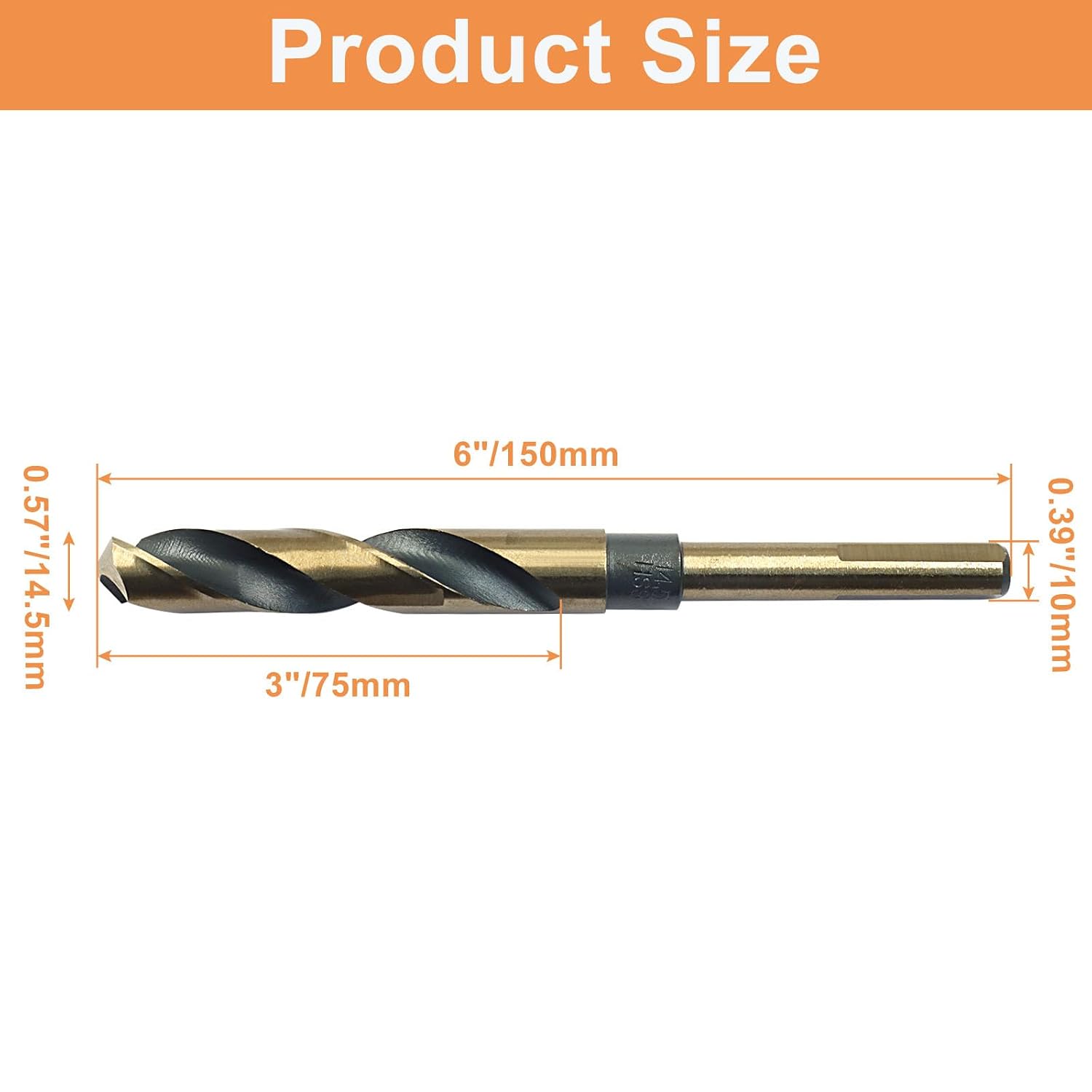 Murtenze 14.5mm Reduced Shank Twist Drill Bits with 10mm (3/8") Shank