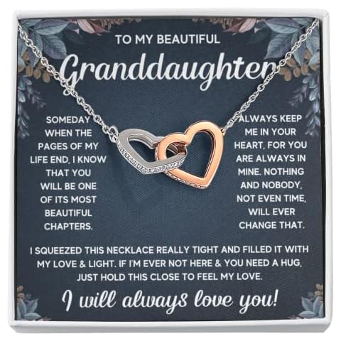 FG Family Gift Mall Granddaughter Gifts From Grandma and Granddaughter Birthday Message Card Necklace From Grandmother or Grandpa Jewelry Charm Present with Message Card and Gift Box, Stainless Cover