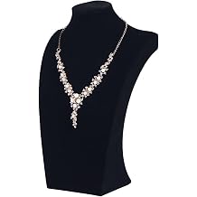 Necklace Bust Display Stand, Black Velvet Necklace Display Holder, Jewelry Necklace Organizer Rack for Home Use or Shop Show 9" Height