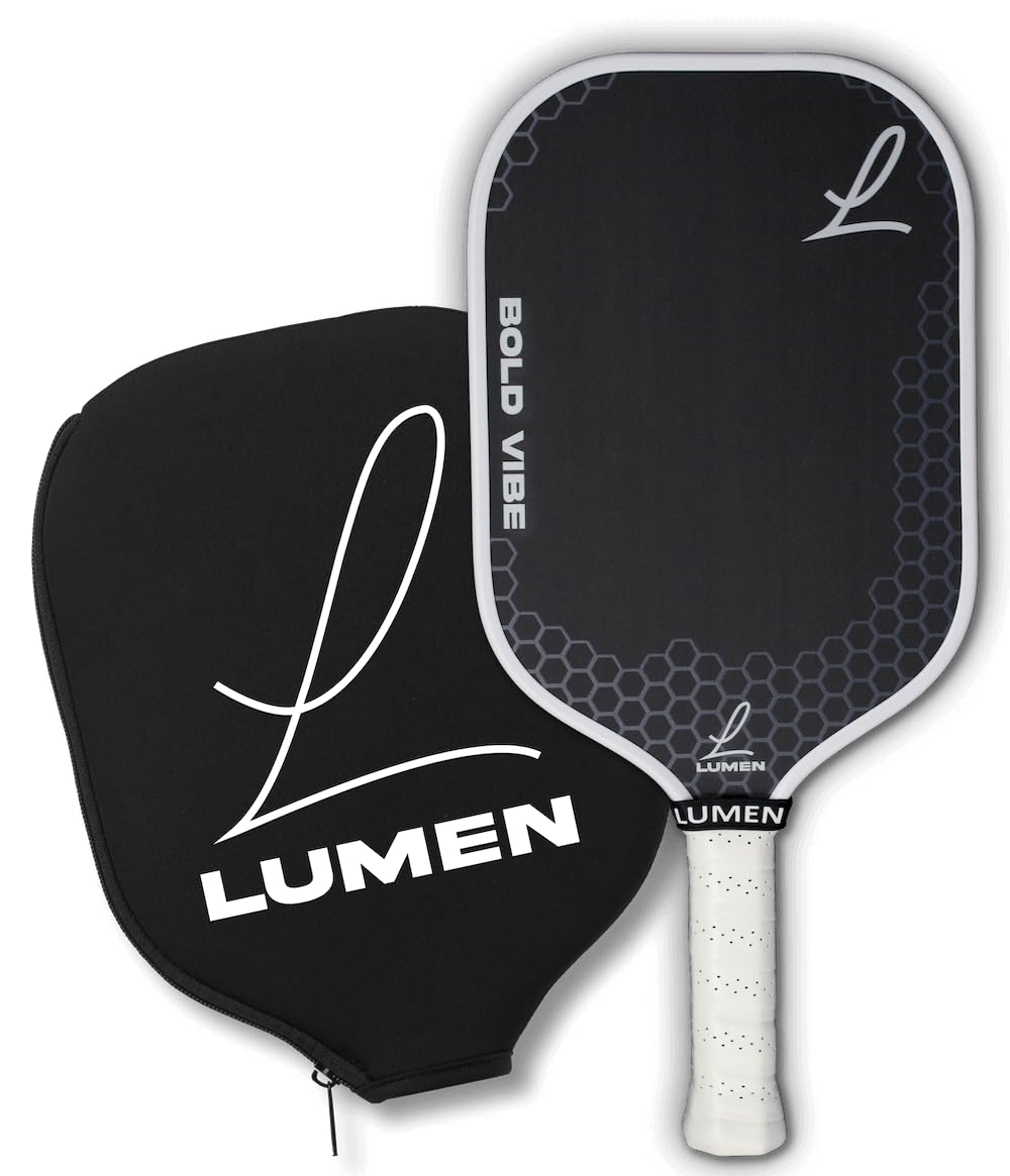 Bold Vibe T700 Raw Carbon Fiber Pickleball Paddle with Foam Injected Edges, USAPA Approved, Thermoformed, EVA-Injected Honeycomb Core, Control Paddle and Cover with Bold Design.