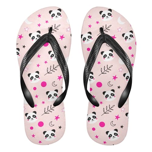 Burbuja Cute Panda Faces Flip Flops for Women Men, Soft Thong Sandals Rubber Slippers for Pool Beach Essentials