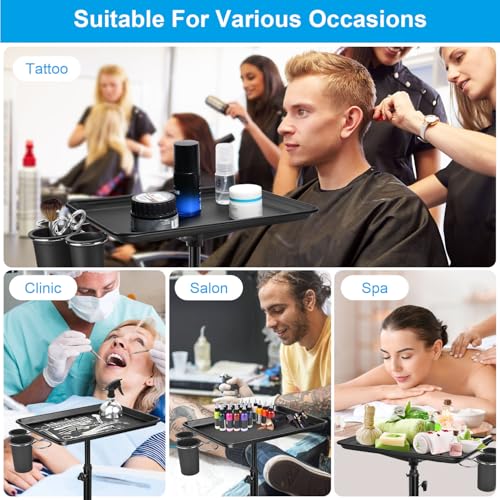 JOSTZHXIN Bandeja de rodinhas de salão de beleza, bandeja de tatuagem, bandeja de estilo ajustável e