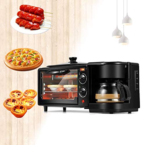 NEWFEIBIN Familia Desayuno Estación 3-En-1 Horno De Pizza Máquina De Desayuno con Sartén Y Cafetera para Fiestas Y como Regalo