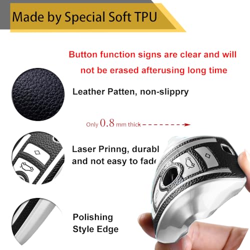 Image of Key Fob Cover for BMW, Braided Loop Keychain Accessory, Silver