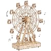 Rolife 3D Wooden Puzzle Hand Crank Music Box Machinarium Toys DIY Wood Craft Kit Creative Gift for Boys Girls Adults Kids When ChristmasBirthday Ferris Wheel Wood Color