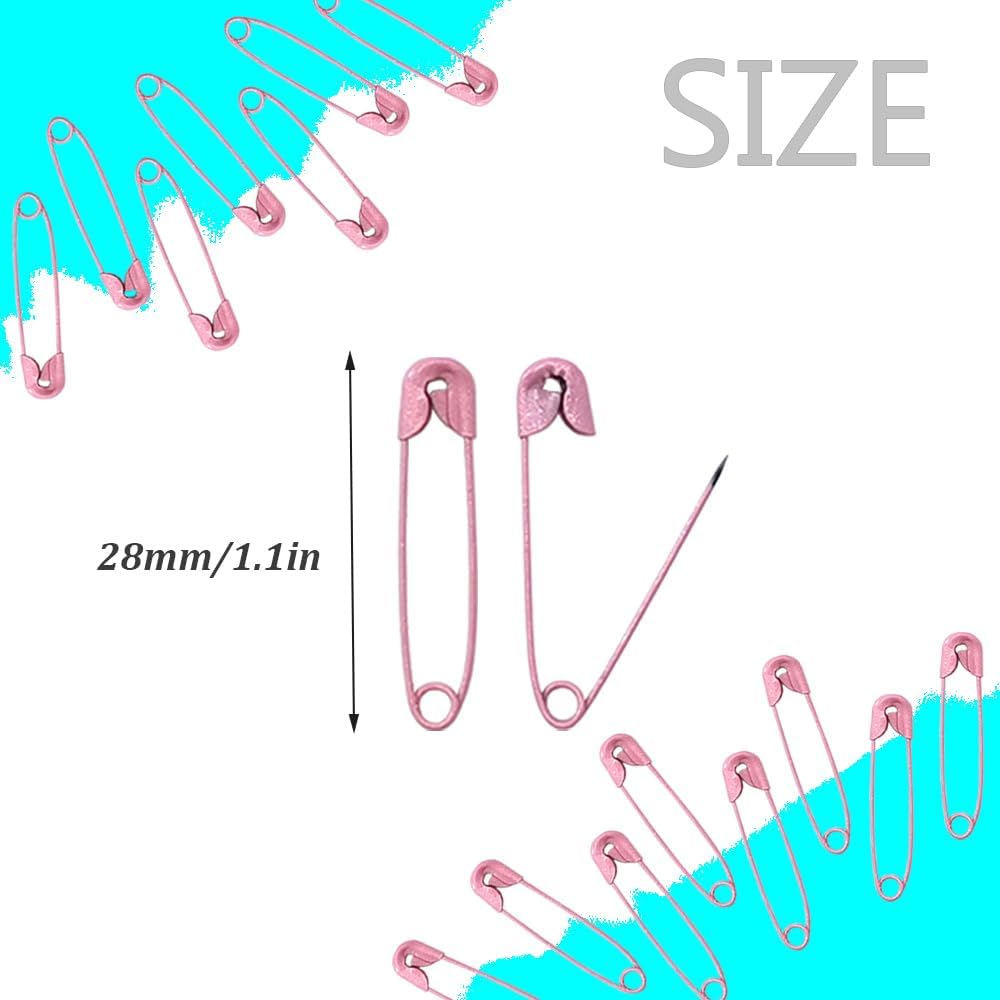200 Pcs Safety Pins Colored Safety Pins Sewing Pins for Crafting, Sewing, Rimming Fastening Clip Button for Garment Hang Tag (Pink)