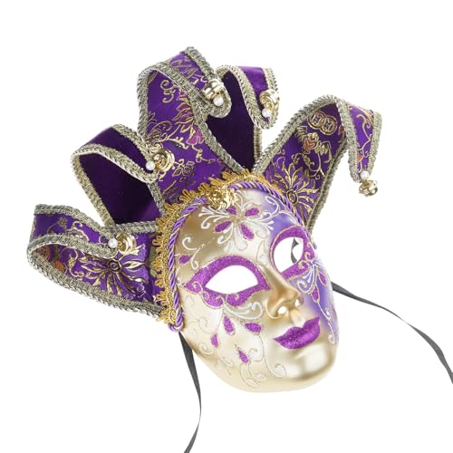KAQNTUD Masque vénitien complet peint à la main pour cosplay mural décoratif Cadeau vénitien, violet, taille unique – vue 9