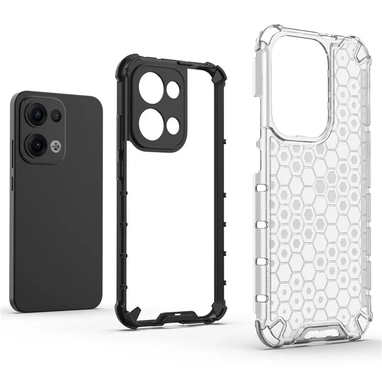 Image of Harc PC Honeycomb Back Case Cover for Oppo Reno 13 Pro Anti Slip Ultra Thin Shockproof Reinforced Corners (Polycarbonate|Clear)