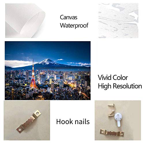 Belisiis Mt Fuji And Tokyo Skyline Tourisms And Pictures Wall Artwork Exclusive Photography Vintage Abstract Paintings Print On Canvas Home Decor Wall Art 3 Panels Framed Ready To Hang #TOP4