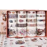 DAPUTOU 20 Rolls Vintage Washi Tape Set, Maple Leaves Elk Food Stamp Animal Girls Aesthetic Decorati