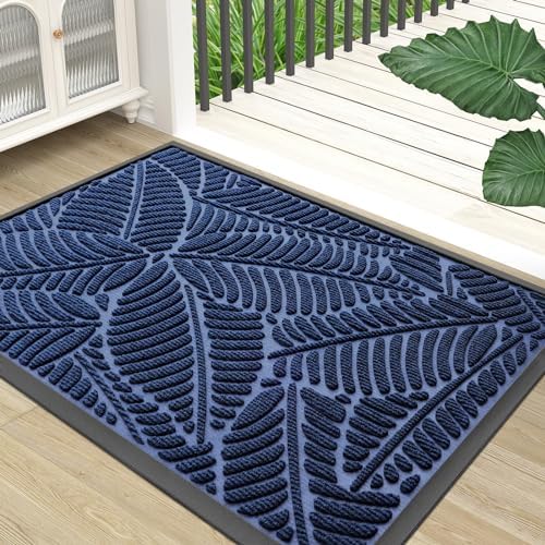 Homaxy Door Mats Indoor Outdoor, Heavy Duty Rubber Dirt Trapper