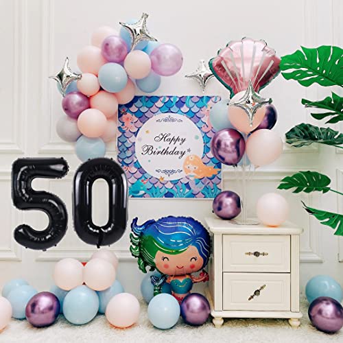 Image of 40 Inch Black Number 50 Balloons, 50th Birthday Party Decorations