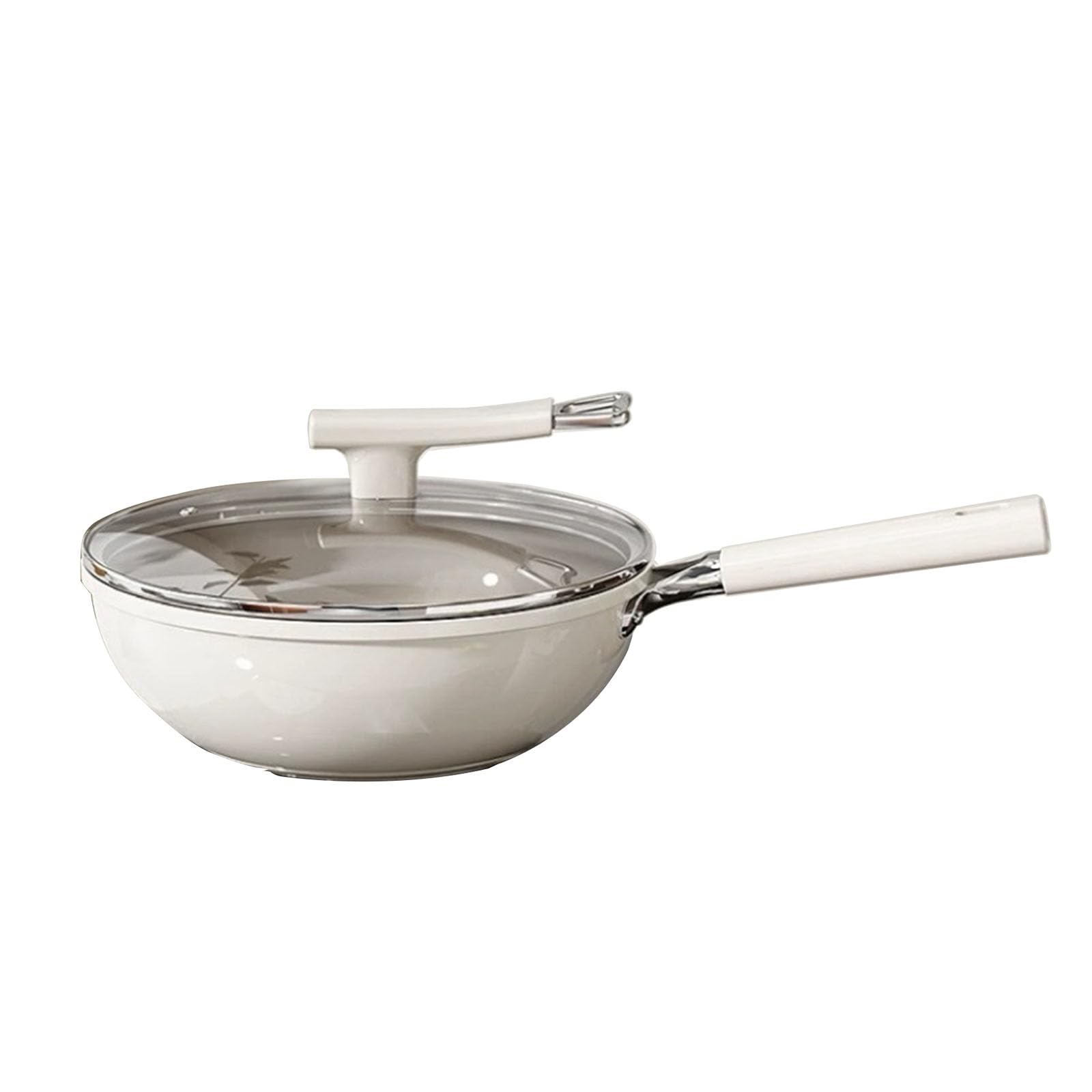 Ceramiczna Patelnia Wok, Głębokie Patelnie Wok I Patelnie Do Stir-fry Z Powłoką Nieprzywierającą Z Pokrywką, Naczynia Kuchenne Bez PFOA, Odpowiednie Do Kuchenek Gazowych I Indukcyjnych(Size:34CM)