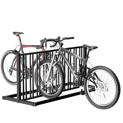 GIOTORENT Outdoor Bike Rack, 19-Capacity Double-Sided Floor Bicycle Rack for Garage School Business, 61″ Heavy-Duty Carbon-Steel Bike Parking Rack with Anti-Rust Coating, Black