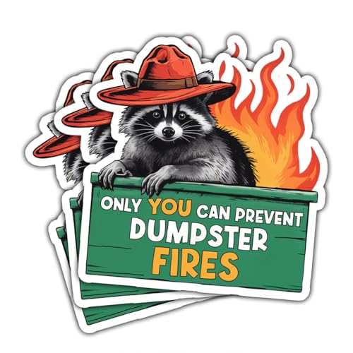 3Pcs Only You Can Prevent Dumpster Fire Sticker Funny Racoon Dump...