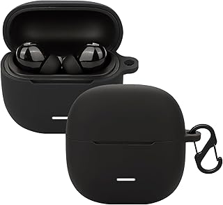 KUSINHOKA Case for Xiaomi Redmi Buds 6 Lite, Silicone Protective Case with Carabiner, Ultra Slim Anti-fall Full Protection, Portable Case Case for Redmi Buds 6 Lite, Black