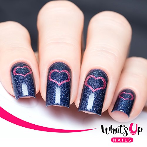 Whats Up Nails - Open Heart Nail Stencils Stickers Vinyls For Nail Art Design (1 Sheet, 20 Stencils) #TOP2