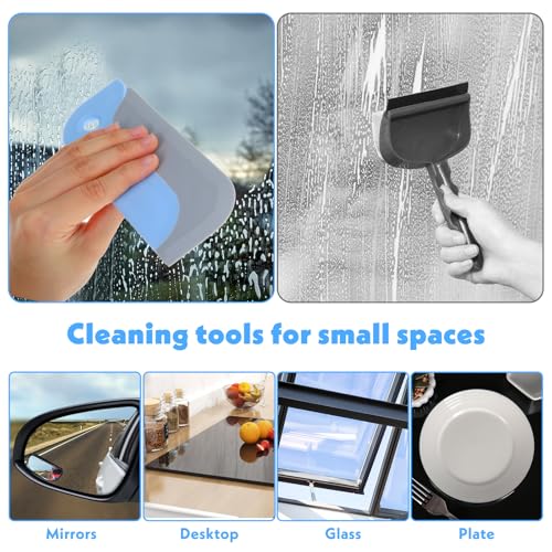 Image of 3 Pcs Sink Squeegee Small Squeegee Mini Window for Home Window Cleaner Kitchen Glass Kitchen Countertops and Sink Dish Scraper for Cleaning Up Dish Residue Auto Windows Grey