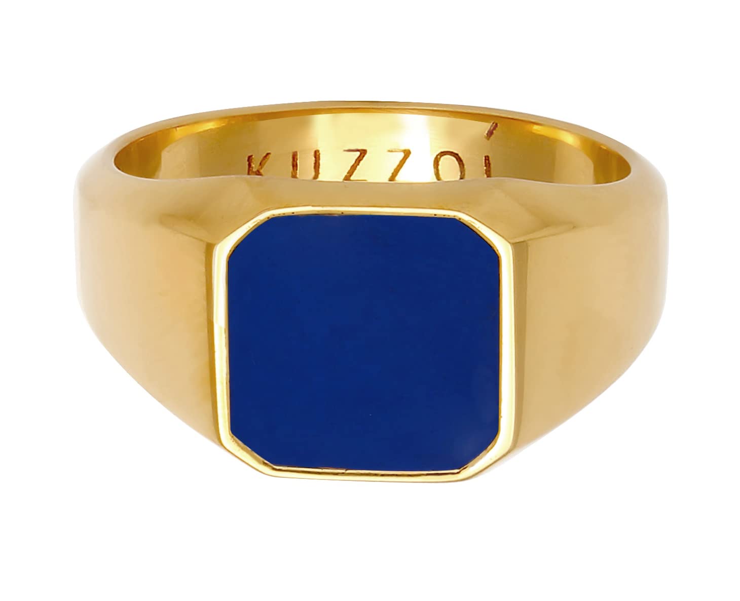Kuzzoi Anello da uomo con sigillo massiccio (12 mm) di larghezza in argento Sterling 925, anello classico con smalto per uomo, anello in argento dorato da uomo, misura 54-66, 0609950721