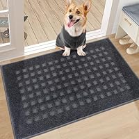 BEQHAUSE Dirt Trapper Door Mat 50x80cm, Indoor Mats Non-Slip Machine Washable Entry Rug, Dog Door Mat, Absorbent and Stain Resistant Welcome Mat for Front Back Door, Muddy Wet Shoes&Paws, Dark Grey