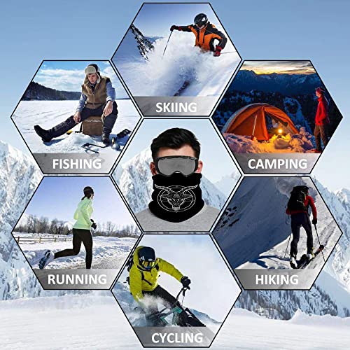 Wondertify Pentagram Demon Neck Warmer Baphomet Satanic Goat Head Symbol Tattoo Men Women Windproof Neck Gaiter Cold Weather Balaclava Ski Tube Scarf White Black #TOP4