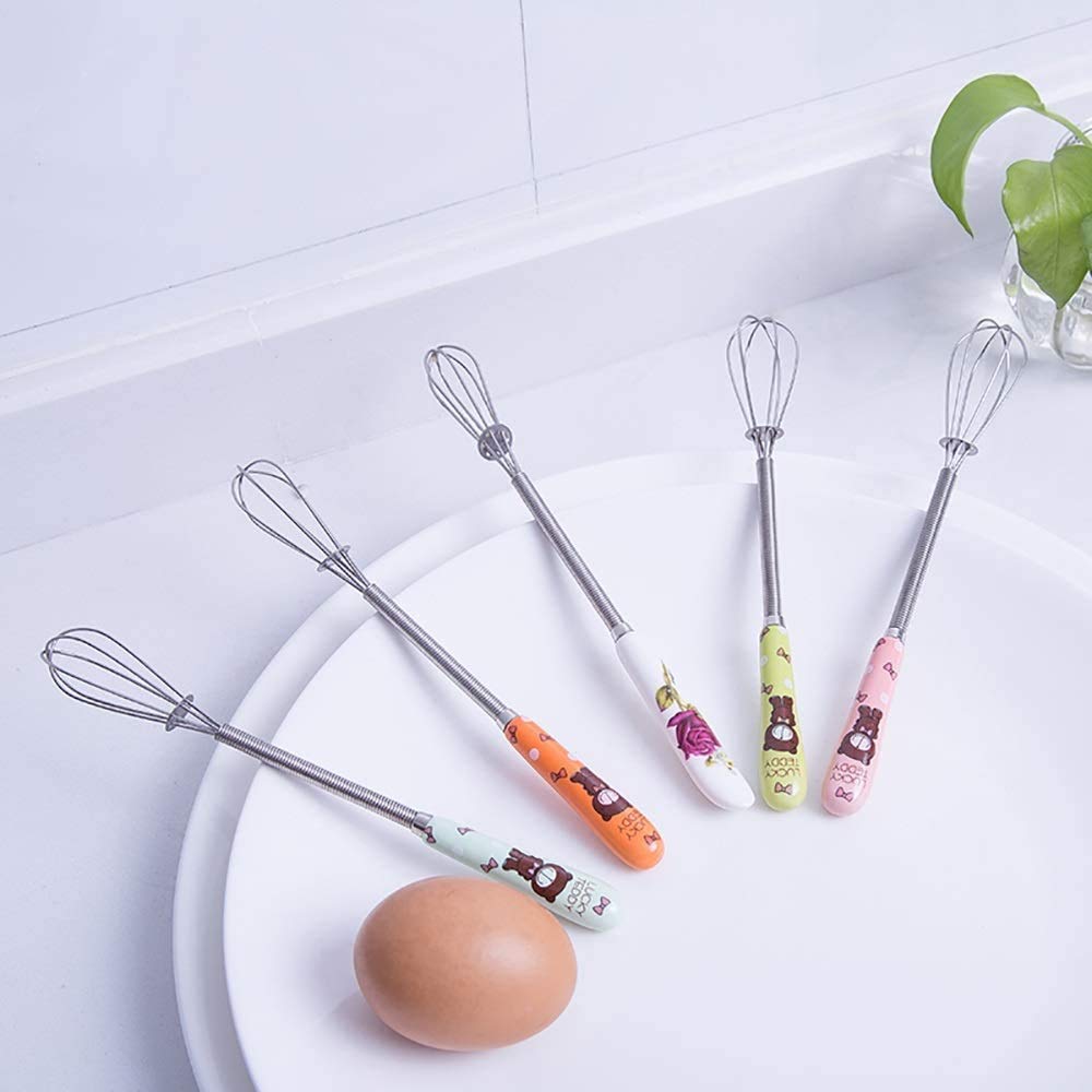 Batidora de Mano, batidora de Huevos, Manual para el hogar, de Mano, de Acero Inoxidable, Mini Varilla para batir, batidora de Huevos, Aparato de Cocina (Color: E)
