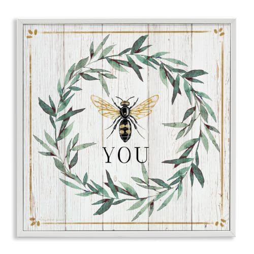 Bee You Farmhouse Floral Insect, 17 x 17 Inch Framed Giclée Print