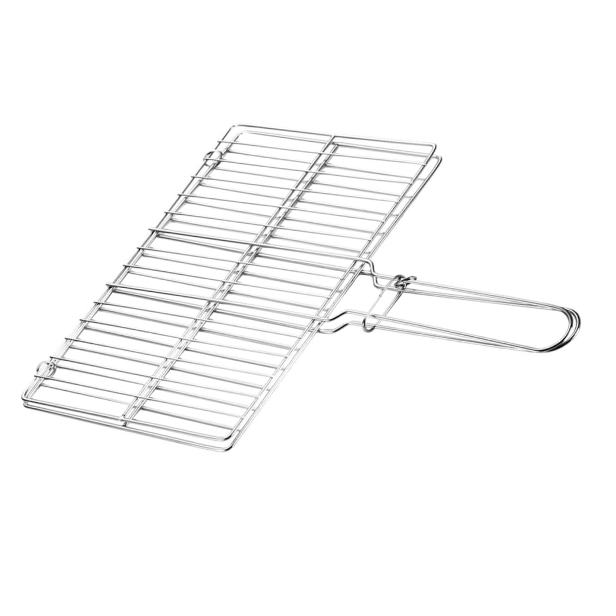 WEKADRIN Outdoor Stainless Steel Fish Grill Basket with Handle Durable Barbecue Net for Easy Grilling of Fish Vegetables and More Bbq Accessory for Camping and Outdoor Cooking