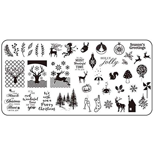 8x XL Weihnachten Stamping Schablonen Set I Advent und Winter Nägel mit tollem Xmas-Stamping I Stempel Motive mit… – Bild 4