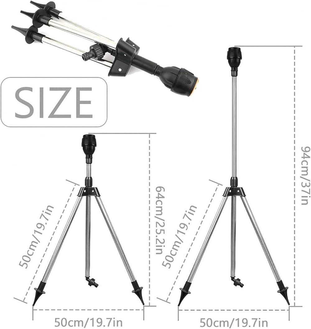 360 Grad Rotating Tripod Sprinkler,Rasensprenger Große Flächen,Regner Stativ Für Rasensprenger, Automatisch Rotierende Stativsprinkler Garden Sprinkler Bewässerungssystem Für Hof, Garten, Rasen-3pcs