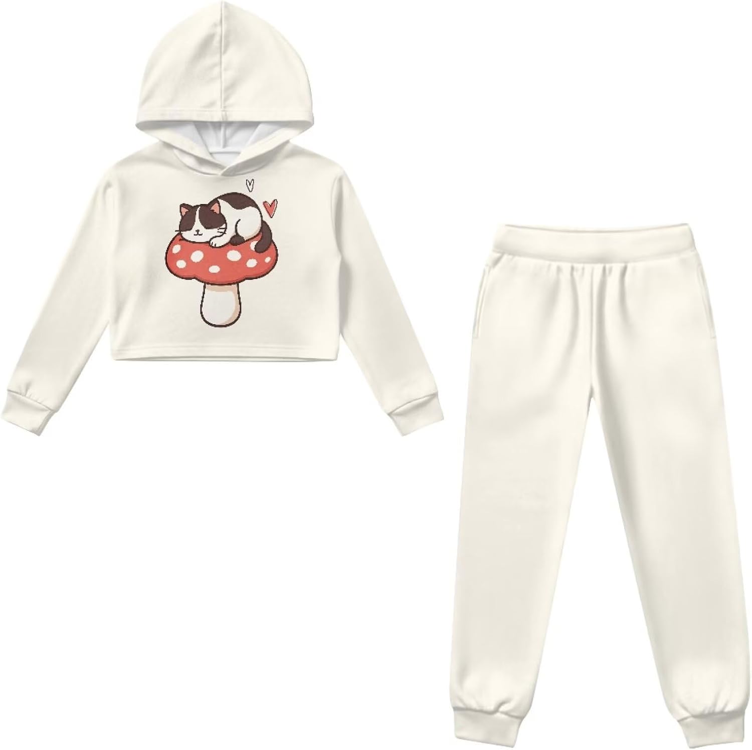 Girls Clothes 2 Piece Sweatsuits Sets for Girls Crop Tops Size 4-13 Long Sleeve Hoodies Casual Fall Outfits
