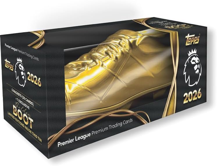 Topps Premier League 2026 - Debut Edition - Golden Boot Tin - Contains 57 Cards Including 7 Exclusive Golden Boot LE Cards