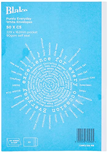 Blake Everyday | Briefumschläge C5 (229 x 162 mm) | 50 Stück | 90 g/m² | PEFC-zertifiziert | selbstklebend Weiße Umschläge | Bürobedarf | Geschäftsumschläge/Briefumschläg/Kuvert in Weiß (13893/50 PR)