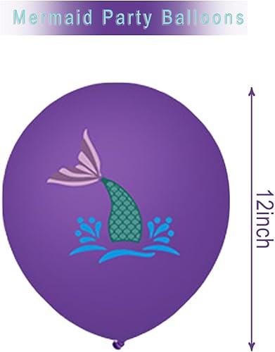 Miniatura 7 de Kit de 38 guirnaldas de globos de sirena, globos de cola de sirena con purpurina, globos de cola de sirena rosa y morado, globo de conchas de mar