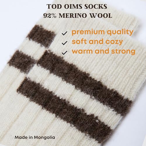 Image of 92% Merino Wool Socks Crew Cozy Heavyweight Home Travel Outdoor Super- Soft Socks, 100% Made in Mongolia