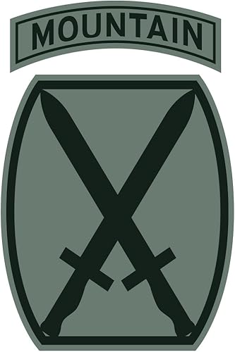 Calcomanía reflectante de la 10ª División de Montaña del Ejército de los Estados Unidos en colores ACU – 3.5 pulgadas de alto a todo color en